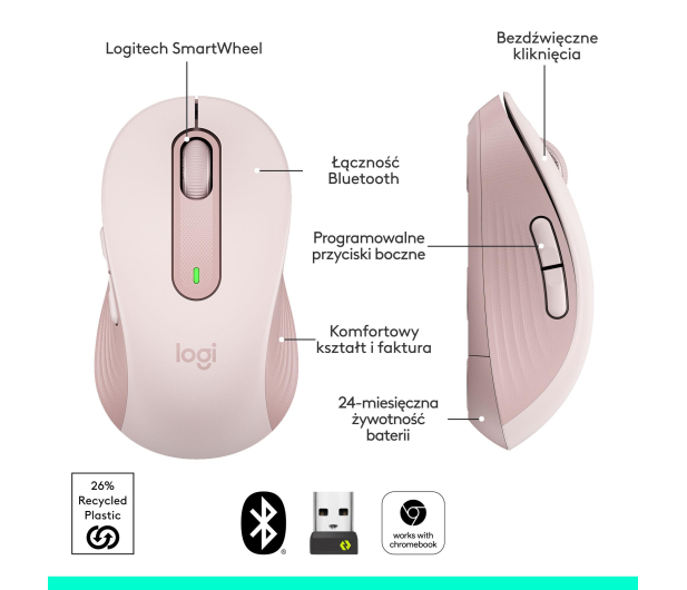 LOGITECH Signature M650 L Wireless Mouse Rózowa - 713347 - zdjęcie 11